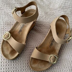 Papillio Beige Sandals with Gold Accents